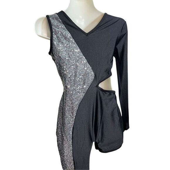 Curtain Call One Leg Dance Costume Leotard Child Size XL CXL Color Guard 3Pc NWT - Picture 5 of 14